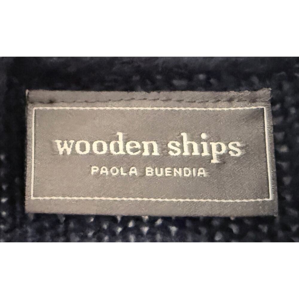 Wooden Ships Women's Navy Open Front Cardigan Sweater Acrylic Mohair Wool Blend - Picture 7 of 8
